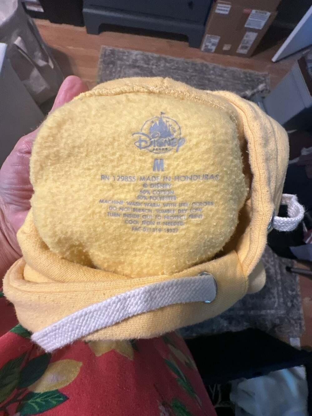Disney Parks Disneyland Hoodie Size M Yellow Colorful Logo Pullover